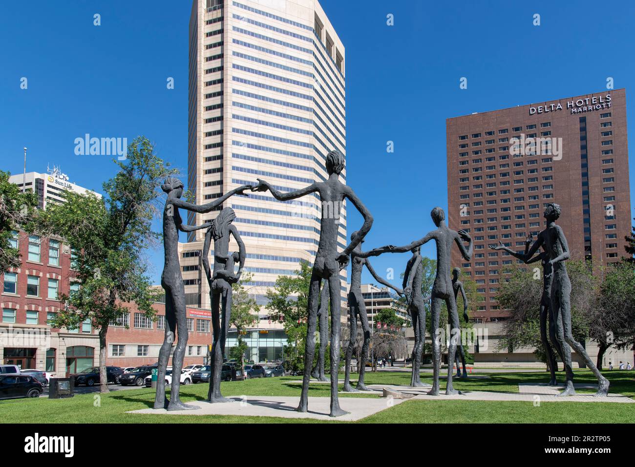 Calgary, AB, CanadaAugust 2022; View in the park of the aluminum The