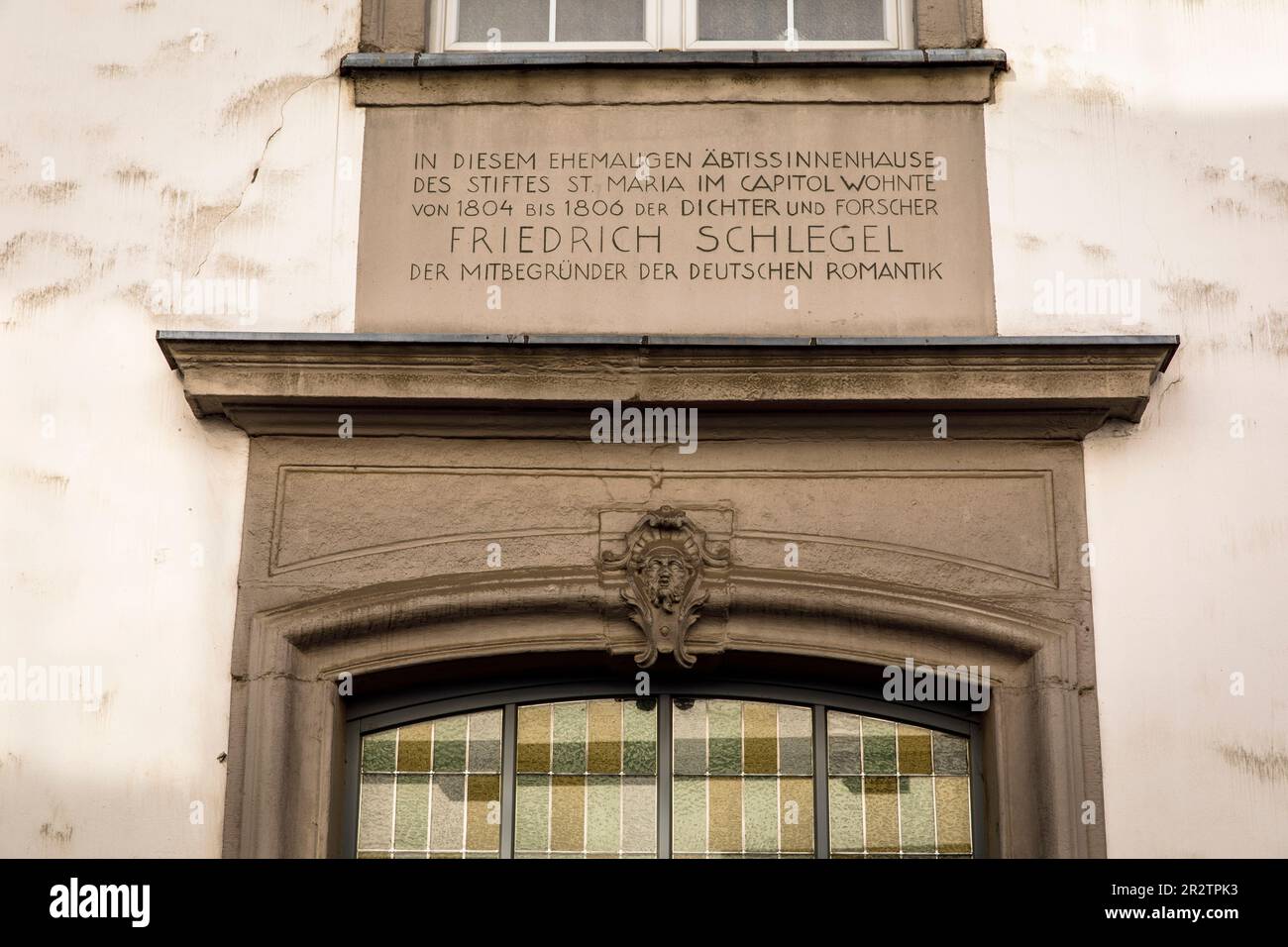in this former abbot's house the poet Friedrich Schlegel lived from 1804 to 1806, co-founder of German Romanticism, Cologne, Germany.  in diesem ehema Stock Photo