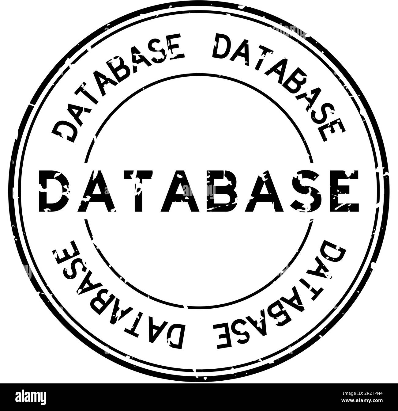 Grunge black database word round rubber seal stamp on white background ...