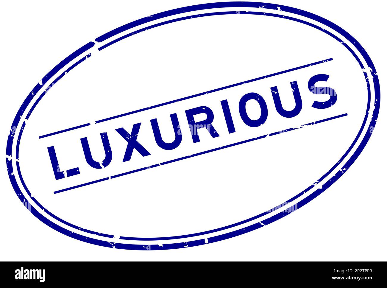 Grunge blue luxurious word oval rubber seal stamp on white background ...