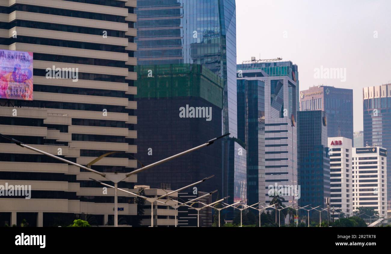 CITYSCAPE OF URBAN DOWNTOWN OF THE CAPITAL CITY OF JAKARTA INDONESIA