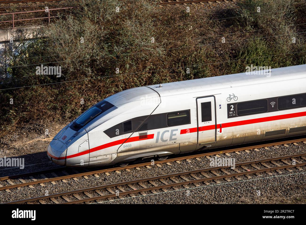 high-speed train ICE 4 in the town district Deutz, Cologne, Germany ...