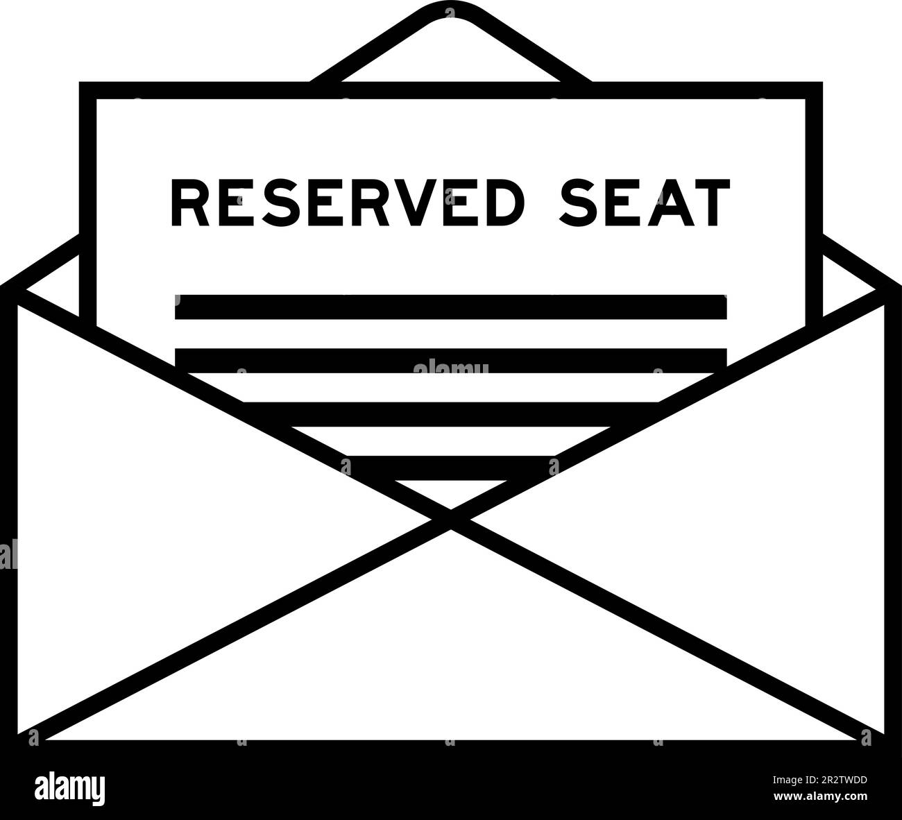 Envelope and letter sign with word reserved seat as the headline Stock Vector