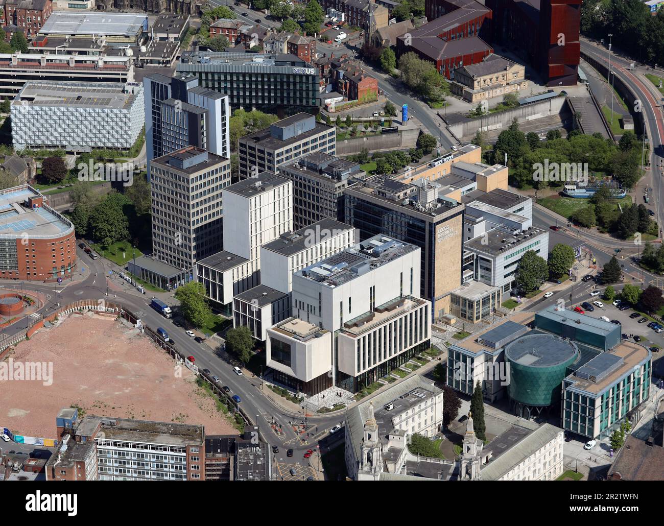 aerial view of Leeds Beckett University Stock Photo