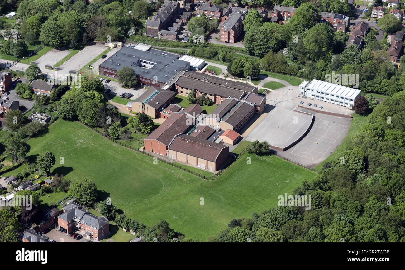 aerial view of Leeds City Academy school in Woodhouse, Leeds, West Yorkshire Stock Photo