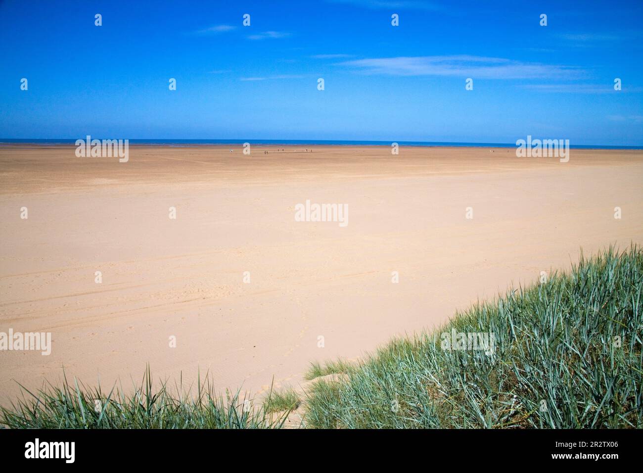 the large beach and sand dunes in coastal town of St Annes on the lancashire coast Stock Photo