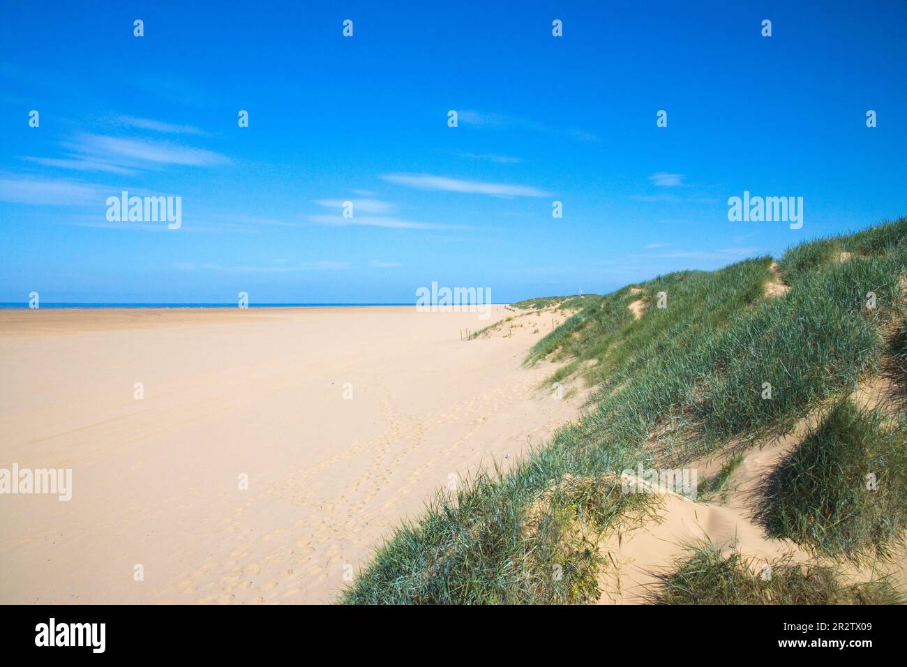 the large beach and sand dunes in coastal town of St Annes on the lancashire coast Stock Photo
