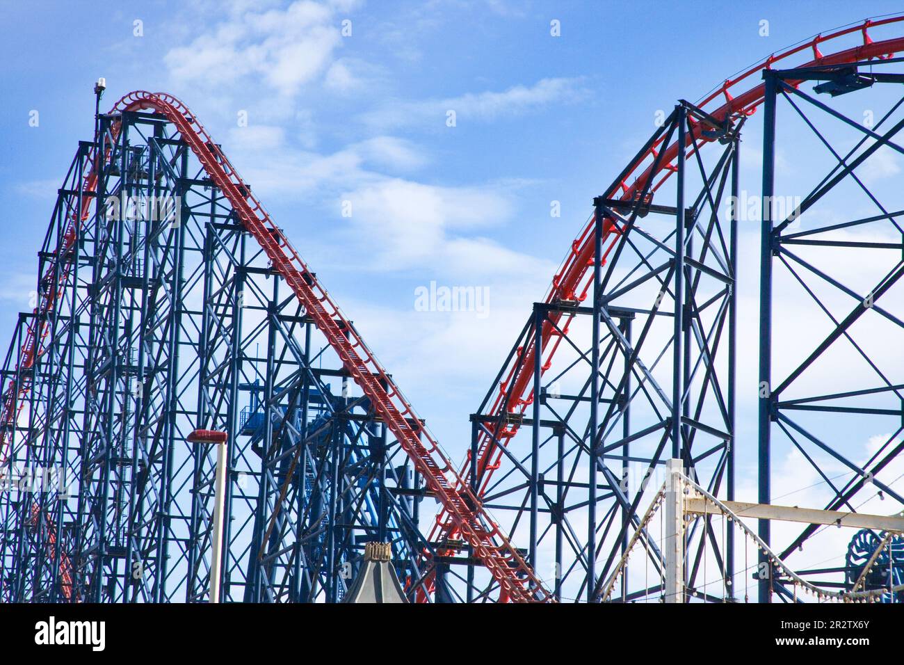 a huge roller coaster at blackpool pleasure gardens on the lancashire coast Stock Photo