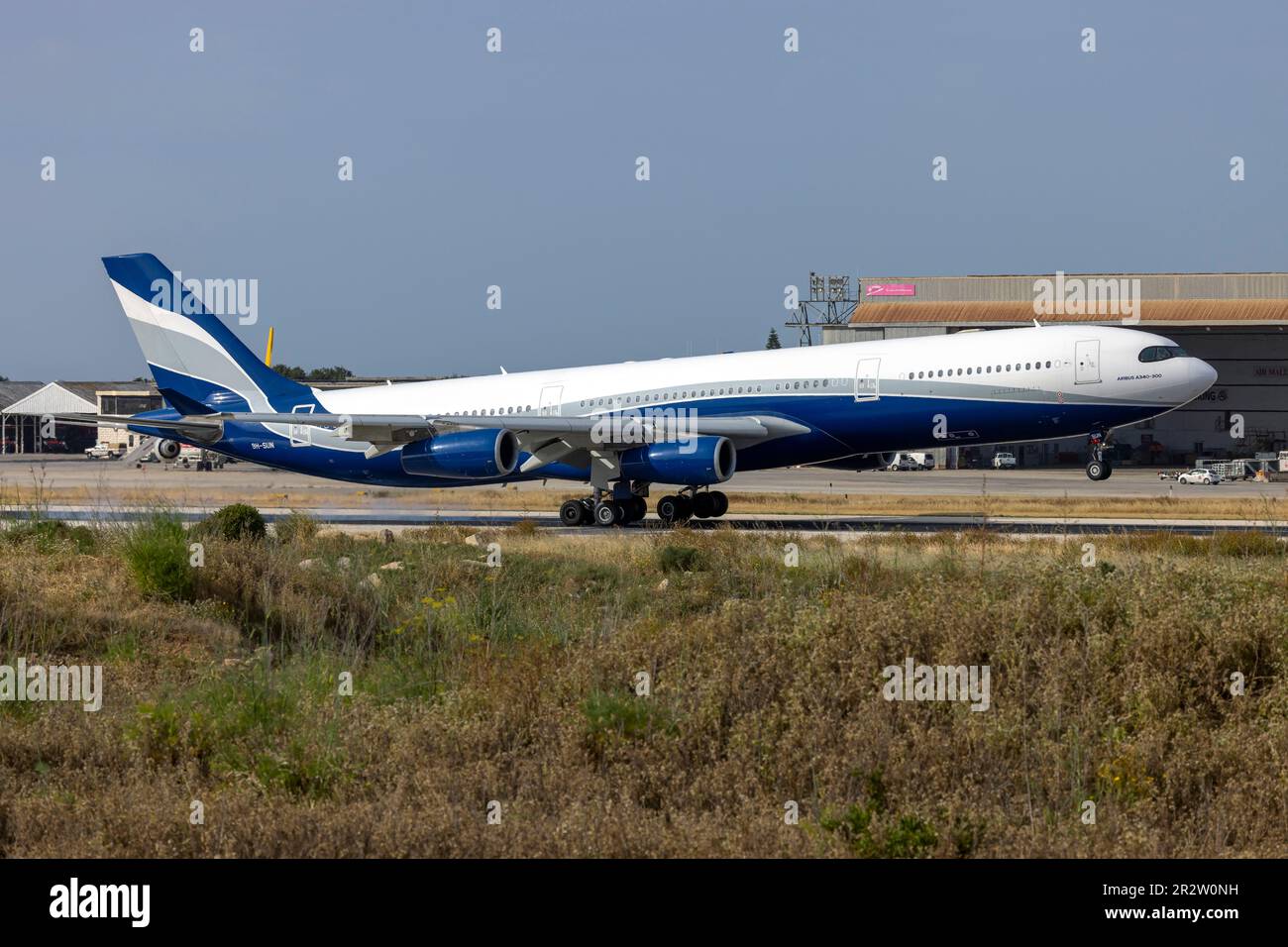 HiFly Malta Airbus A340-313 (REG: 9H-SUN) operating flight 5K8390 from Reykjavik. Stock Photo