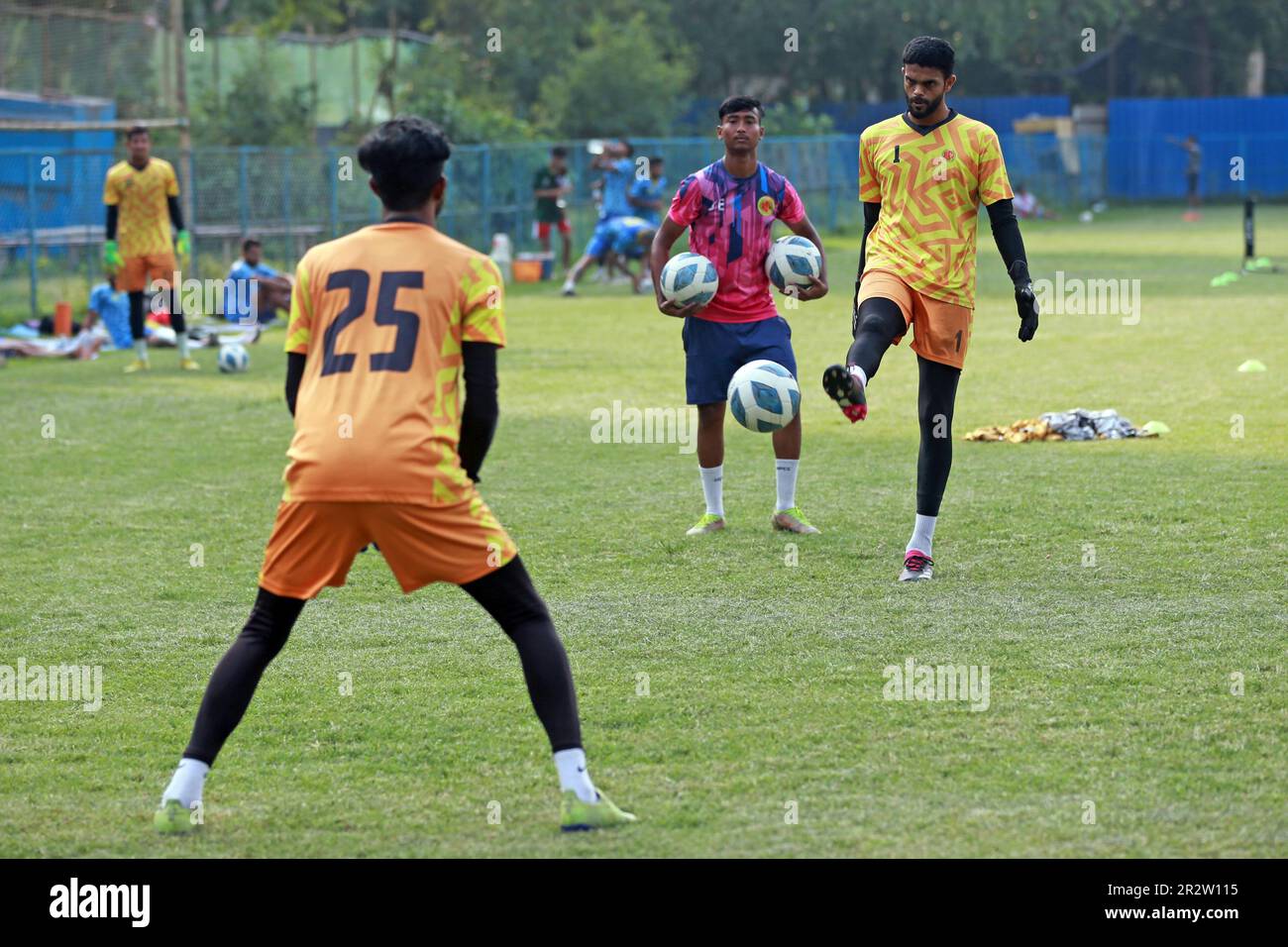 Abahani Ltd. footballers attend parctice session at club ground at ...