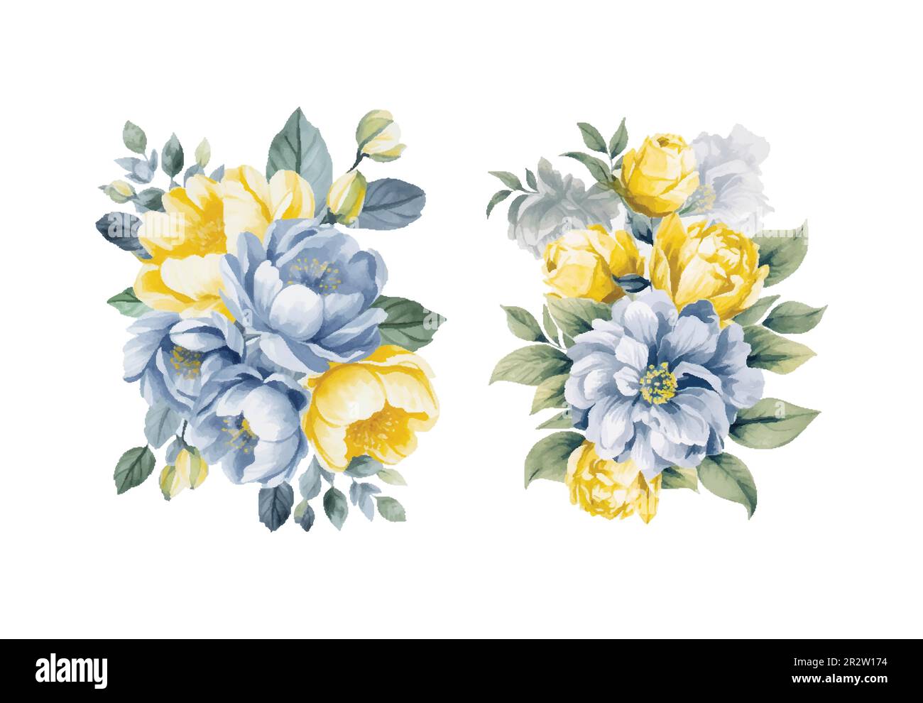 blue and yellow flowers clipart