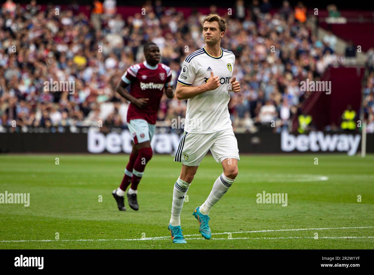 London, UK. 21st May, 2023. Patrick Bamford of Leeds United in action. Premier League match, West Ham Utd v Leeds Utd at the London Stadium, Queen Elizabeth Olympic Park in London on Sunday 21st May 2023 . this image may only be used for Editorial purposes. Editorial use only pic by Lewis Mitchell/Andrew Orchard sports photography/Alamy Live news Credit: Andrew Orchard sports photography/Alamy Live News Stock Photo