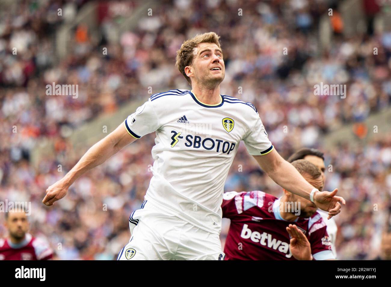 London, UK. 21st May, 2023. Patrick Bamford of Leeds United in action. Premier League match, West Ham Utd v Leeds Utd at the London Stadium, Queen Elizabeth Olympic Park in London on Sunday 21st May 2023 . this image may only be used for Editorial purposes. Editorial use only pic by Lewis Mitchell/Andrew Orchard sports photography/Alamy Live news Credit: Andrew Orchard sports photography/Alamy Live News Stock Photo