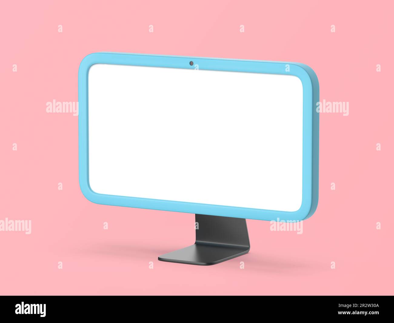 Simple computer monitor with white screen on pink background stock