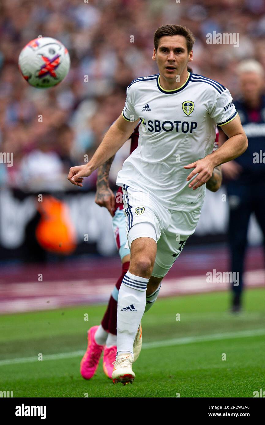 London, UK. 21st May, 2023. Max Wöber of Leeds United in action