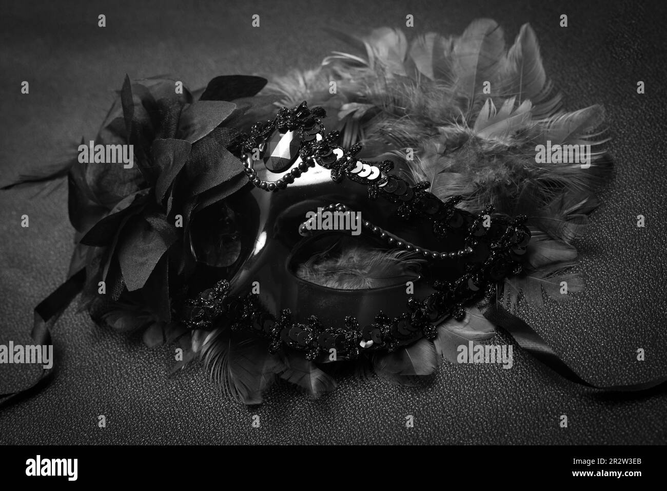 Mardi Gras or Carnival mask on a black background. Horizontal festival poster, greeting cards, headers, website Stock Photo