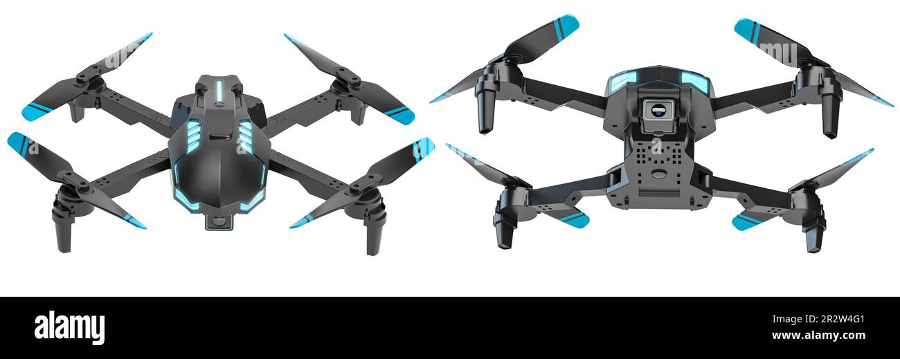 Quadcopter air drone isolated on white background. 3d illustration Stock Photo