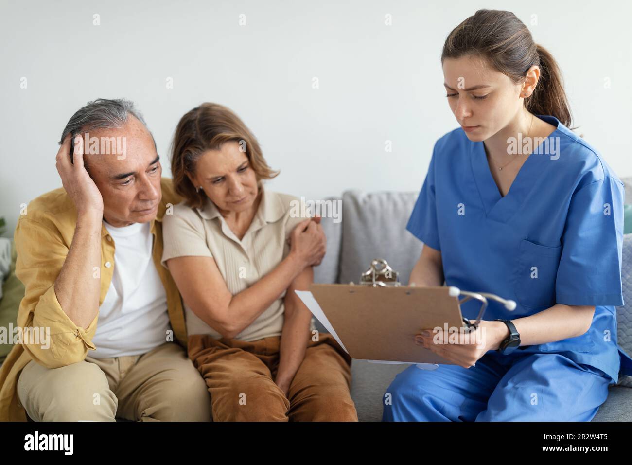 Doctor Telling Bad Diagnosis To Sad Senior Patients Man And Woman Upset Aged Couple Receiving 6470