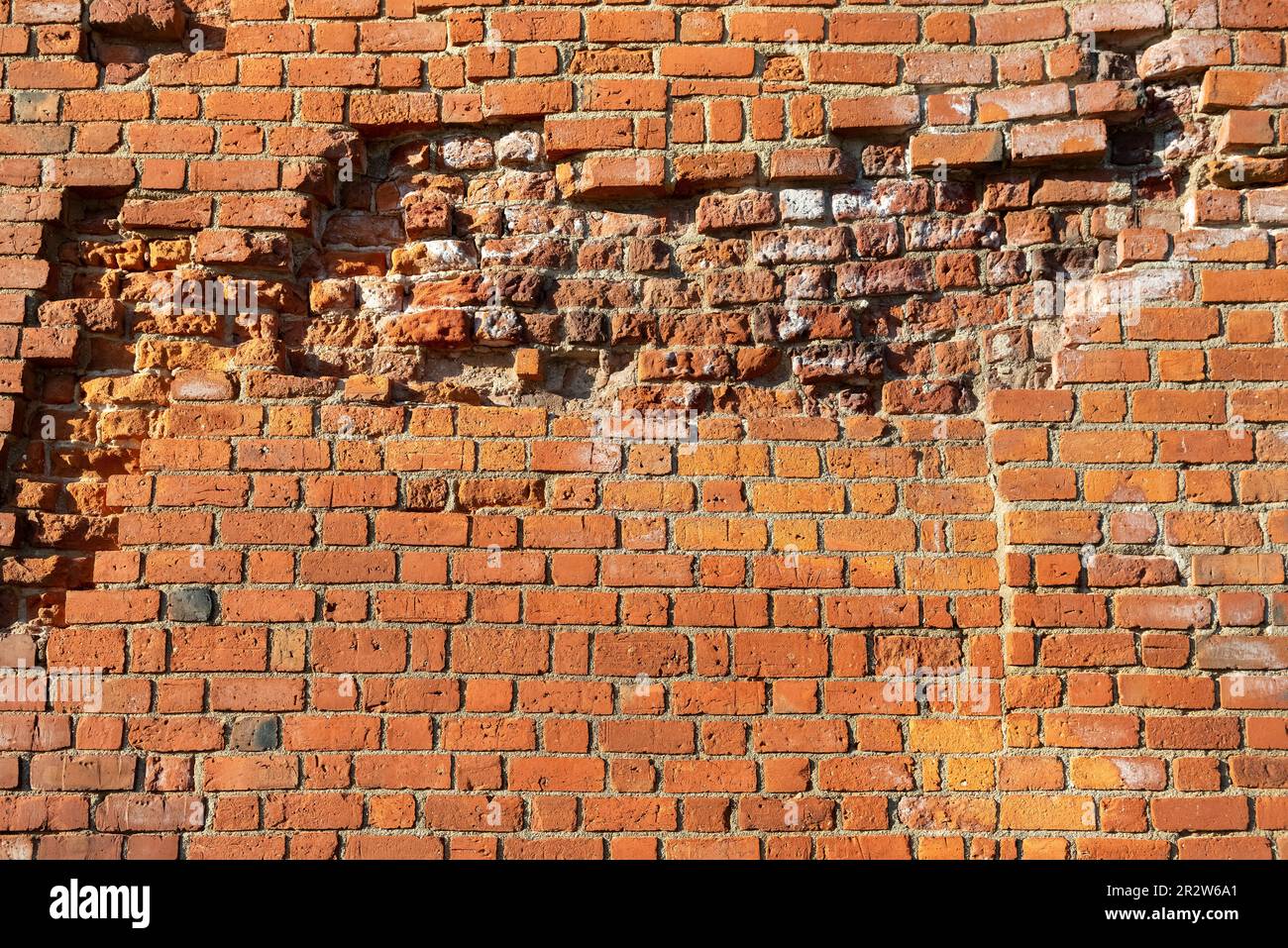 Wide angle Vintage Red brick wall Background Stock Photo
