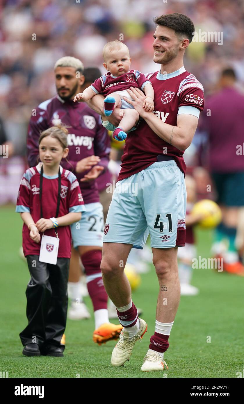 West Ham United’s Declan Rice with his son Jude after the Premier