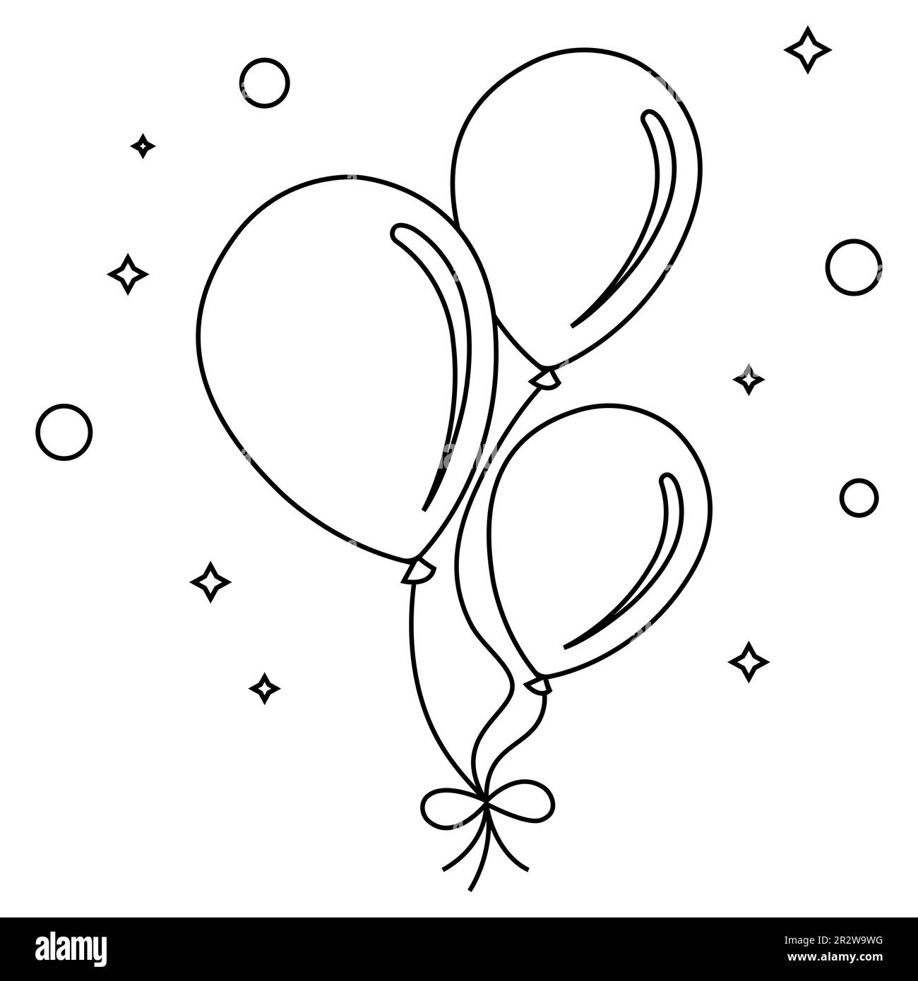 air helium balloons black linear icon. flat vector illustration Stock