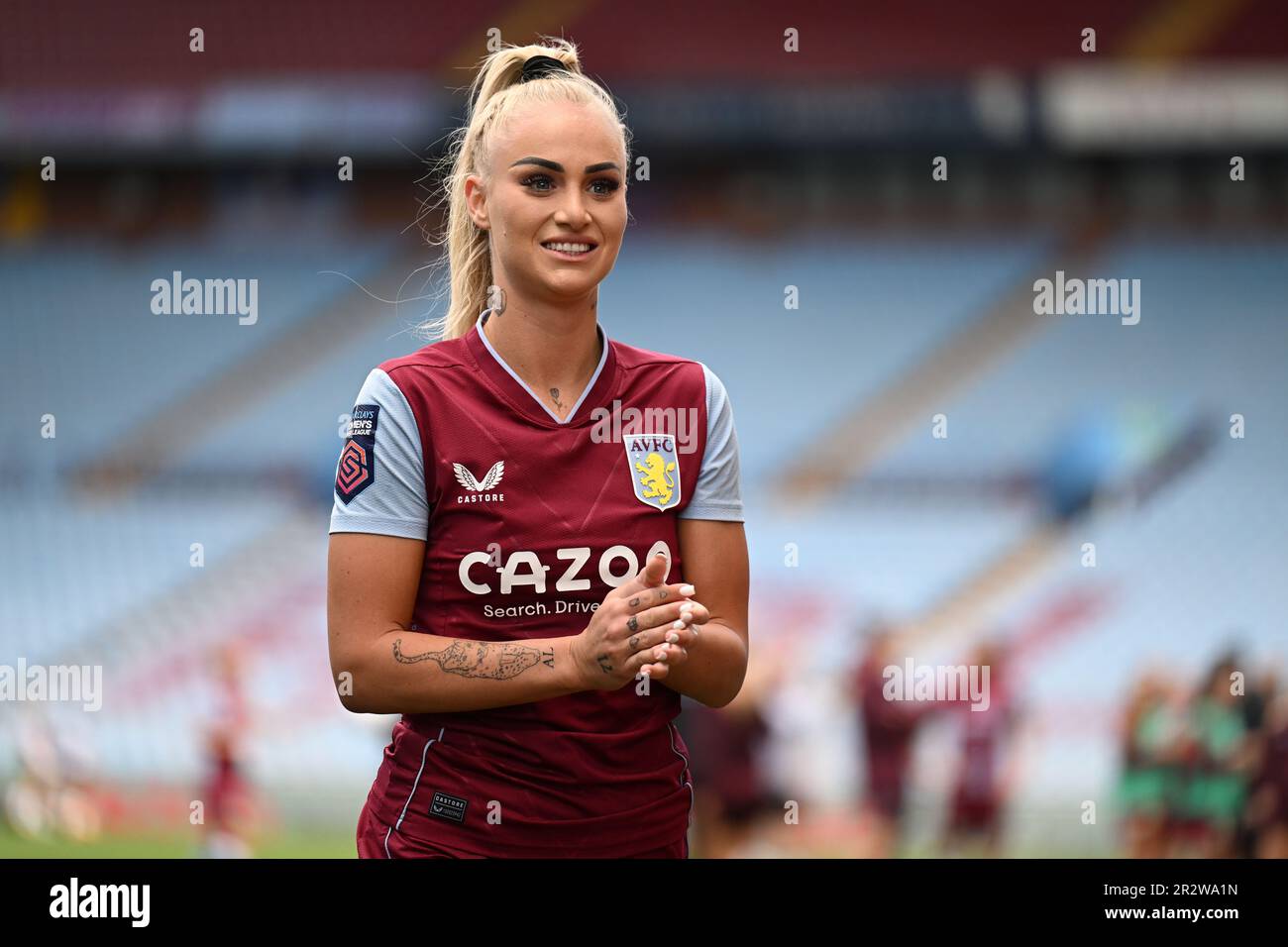 Birmingham, UK. 21st May 2023.   Alisha Lehmann of Aston Villa during the Women’s Super League match between Aston Villa and Liverpool at Villa Park in Birmingham on 21st May 2023. This image may only be used for Editorial purposes. Editorial use only.  Credit: Ashley Crowden/Alamy Live News Stock Photo