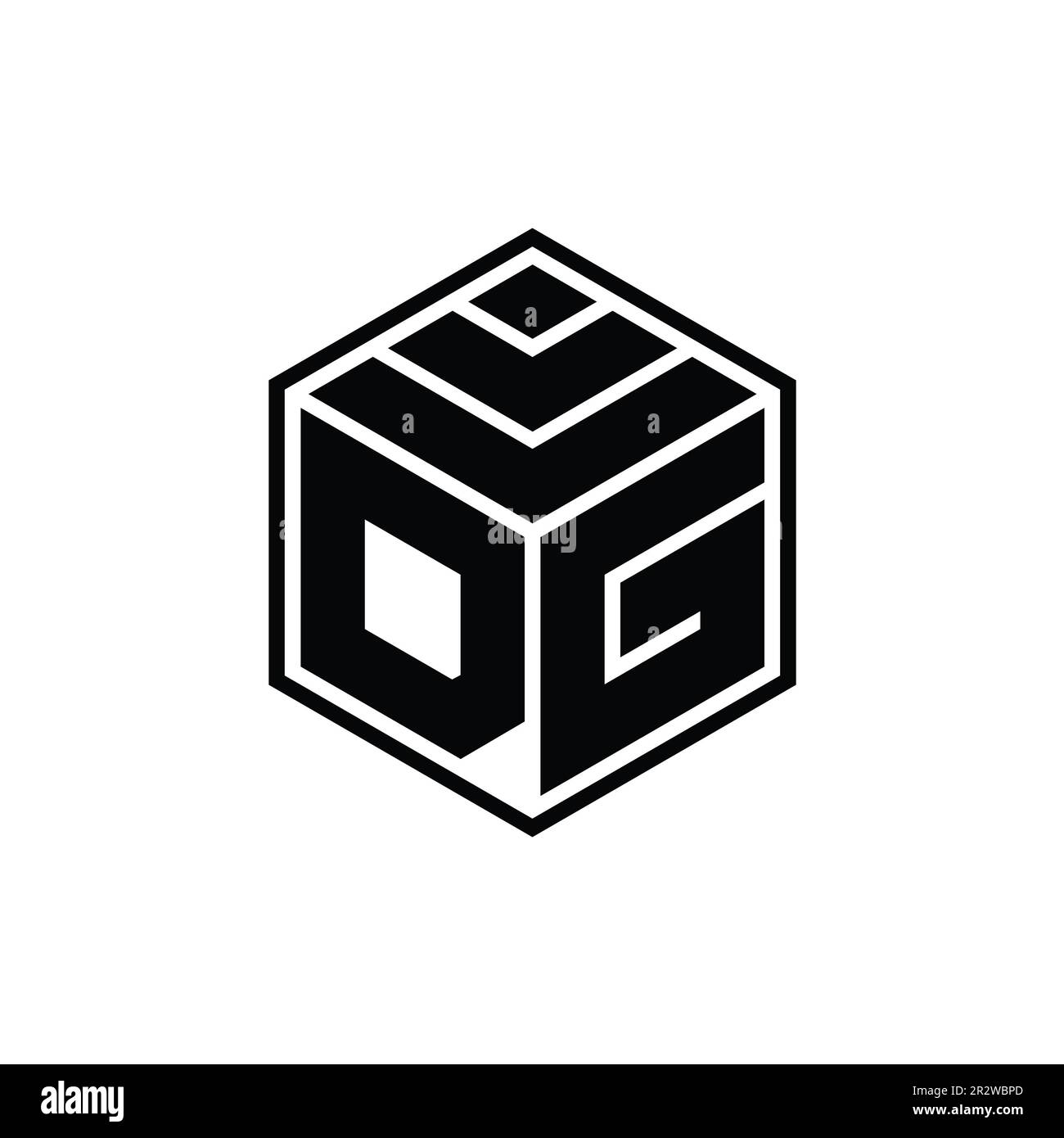 DG Logo monogram with hexagon geometric shape isolated outline design template Stock Photo