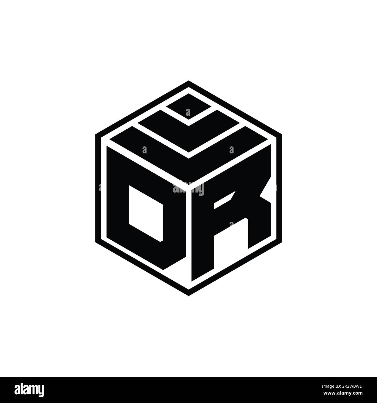 DR Logo monogram with hexagon geometric shape isolated outline design ...