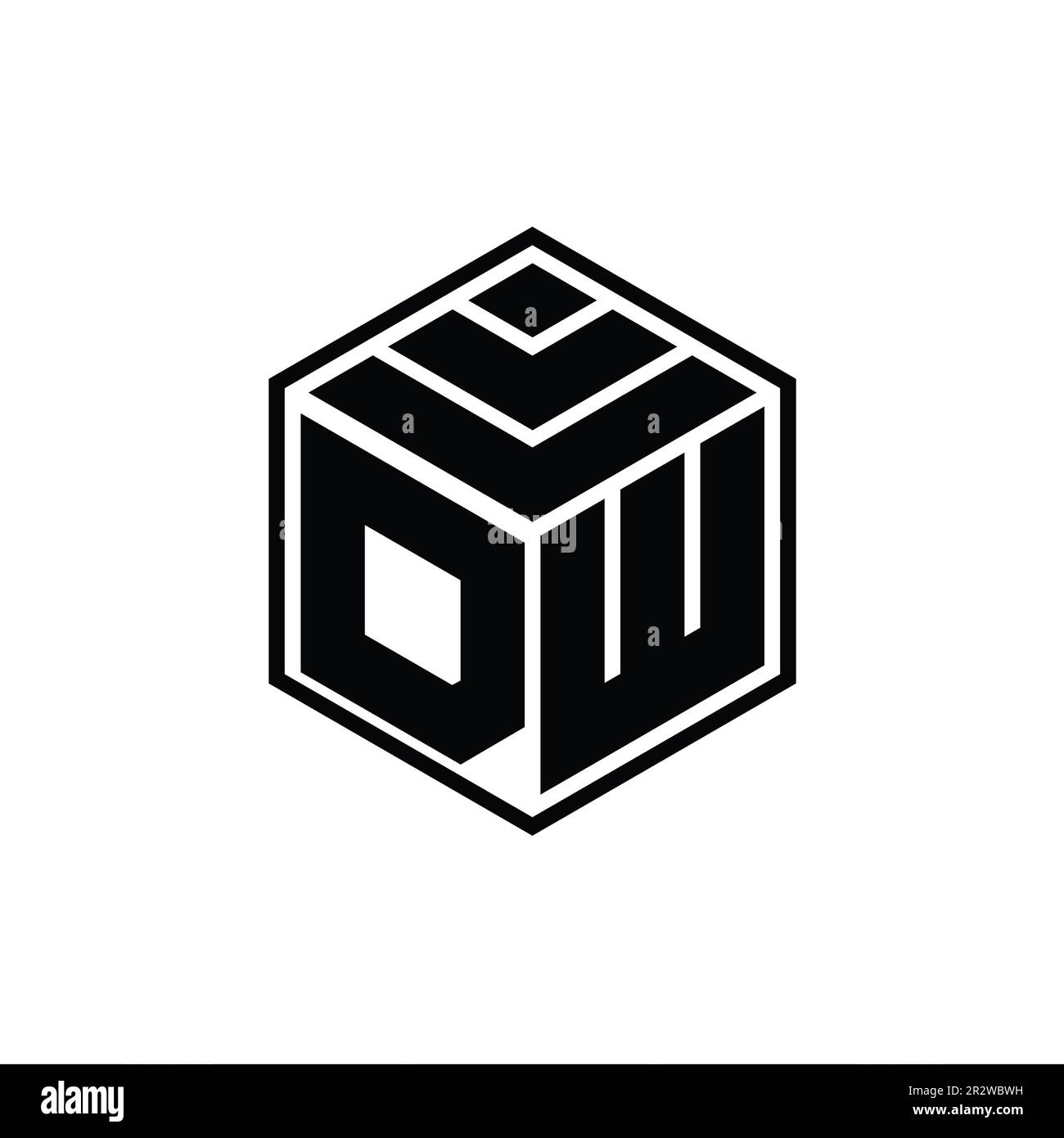 DW Logo monogram with hexagon geometric shape isolated outline design template Stock Photo