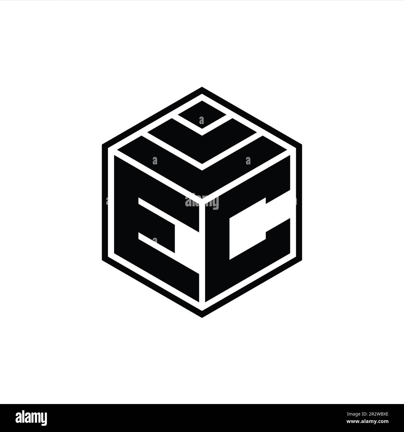 EC Logo monogram with hexagon geometric shape isolated outline design template Stock Photo
