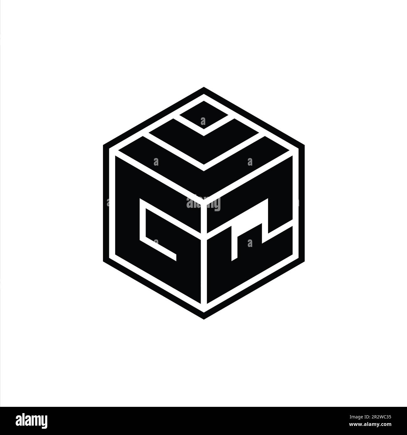 GQ Logo monogram with hexagon geometric shape isolated outline design ...