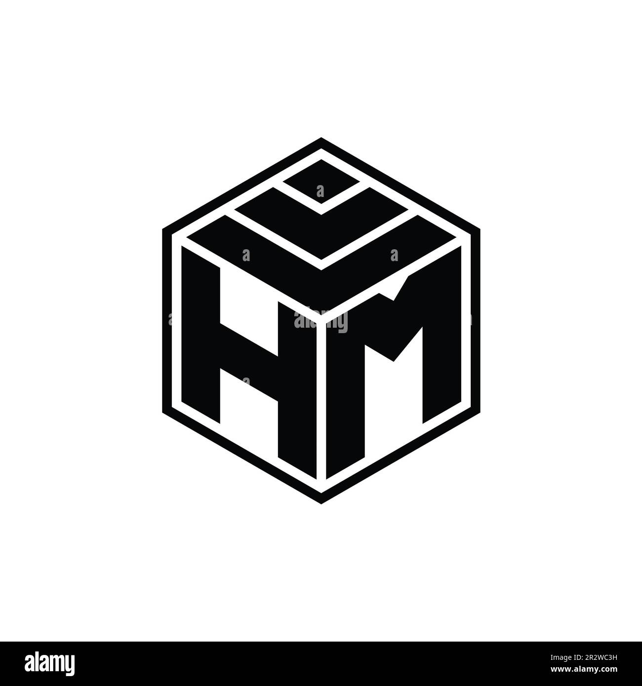 HM Logo monogram with hexagon geometric shape isolated outline design template Stock Photo