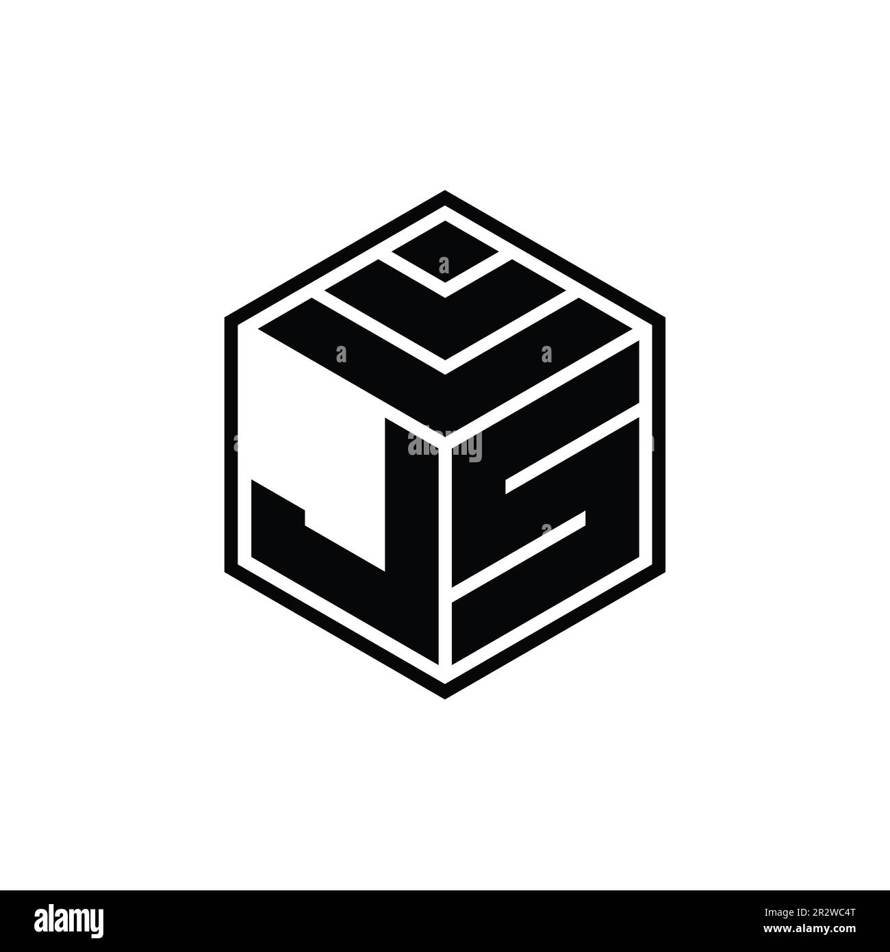 JS Logo monogram with hexagon geometric shape isolated outline design ...
