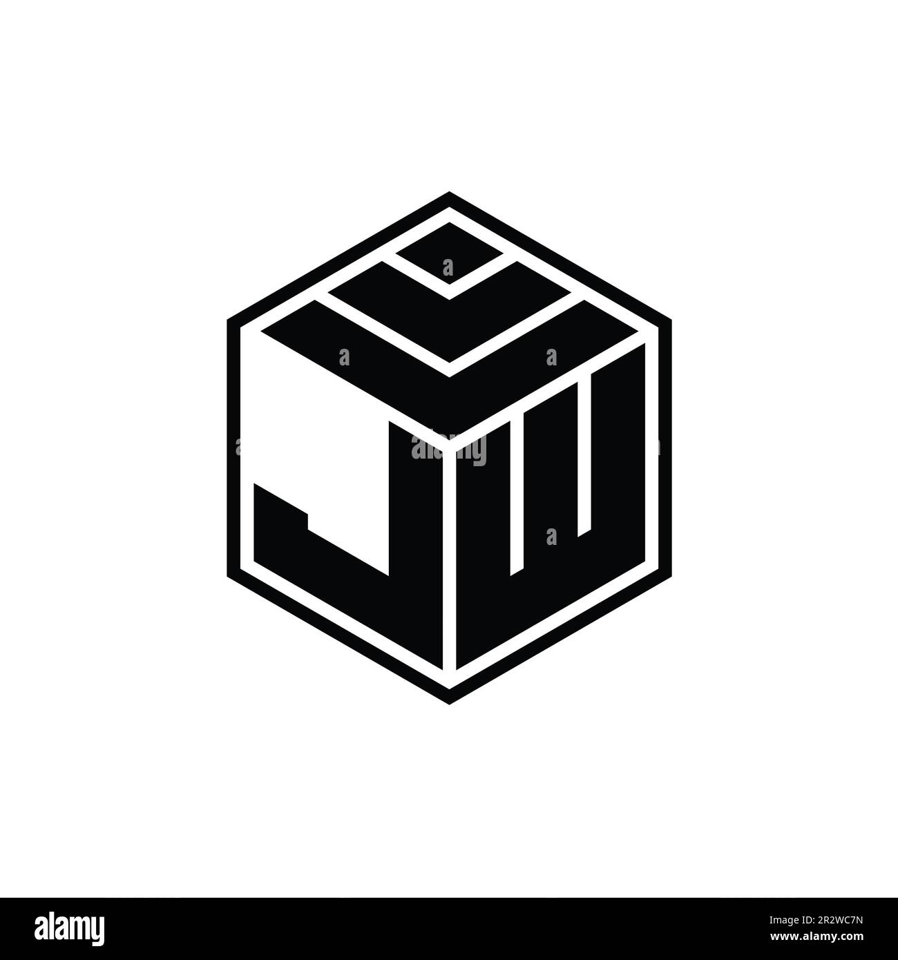 JW Logo monogram with hexagon geometric shape isolated outline design ...