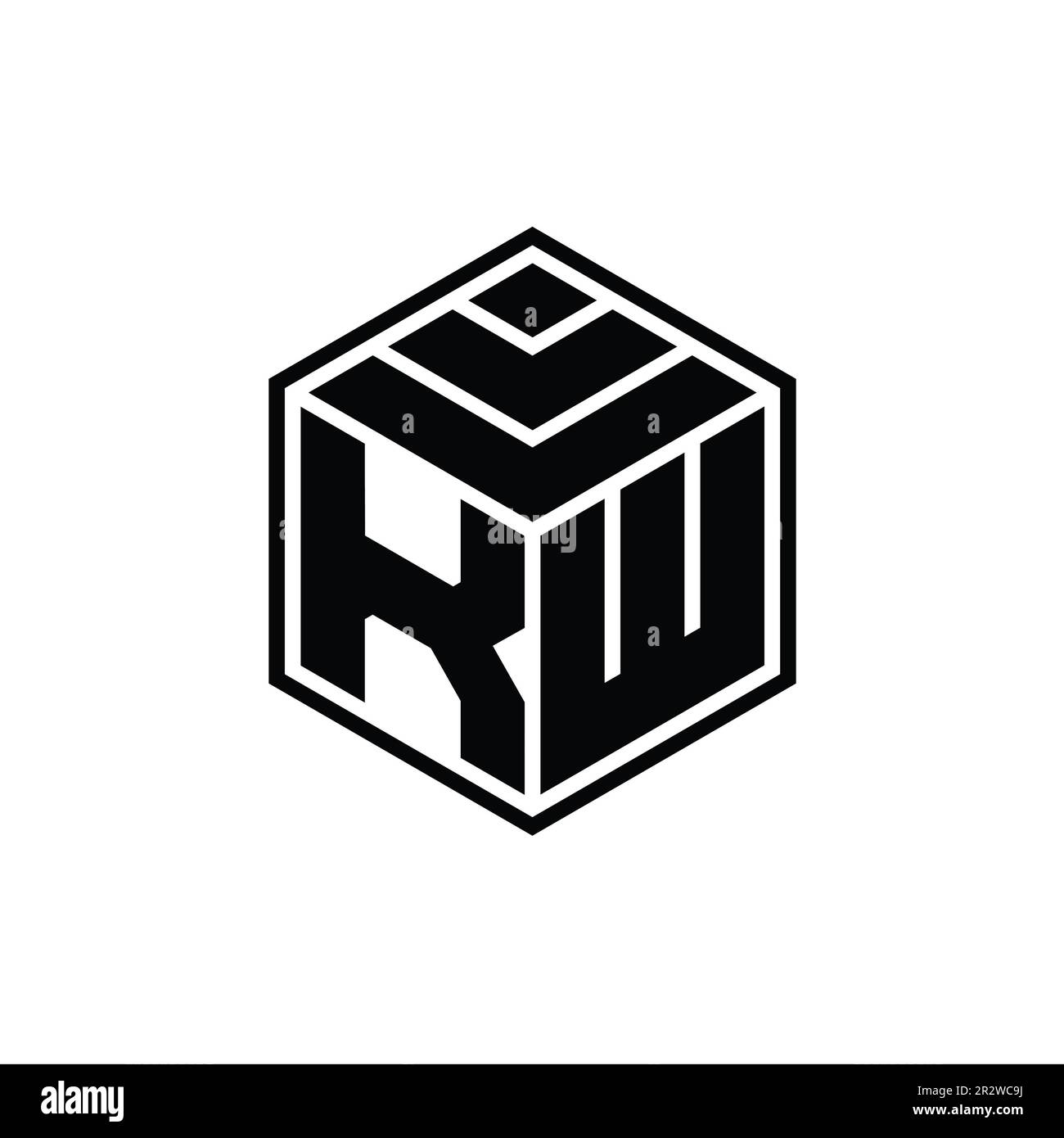 KW Logo monogram with hexagon geometric shape isolated outline design ...