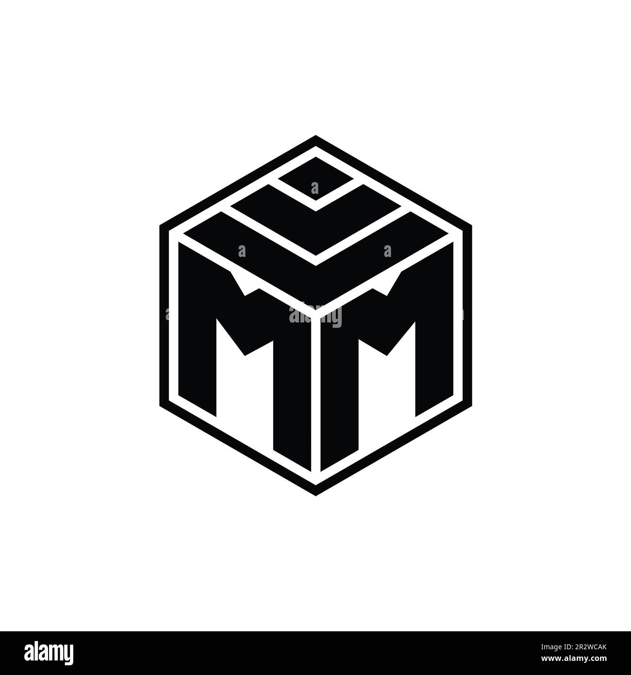 MM Letter Logo monogram hexagon shield shape crown with sharp style design  template Stock Photo - Alamy
