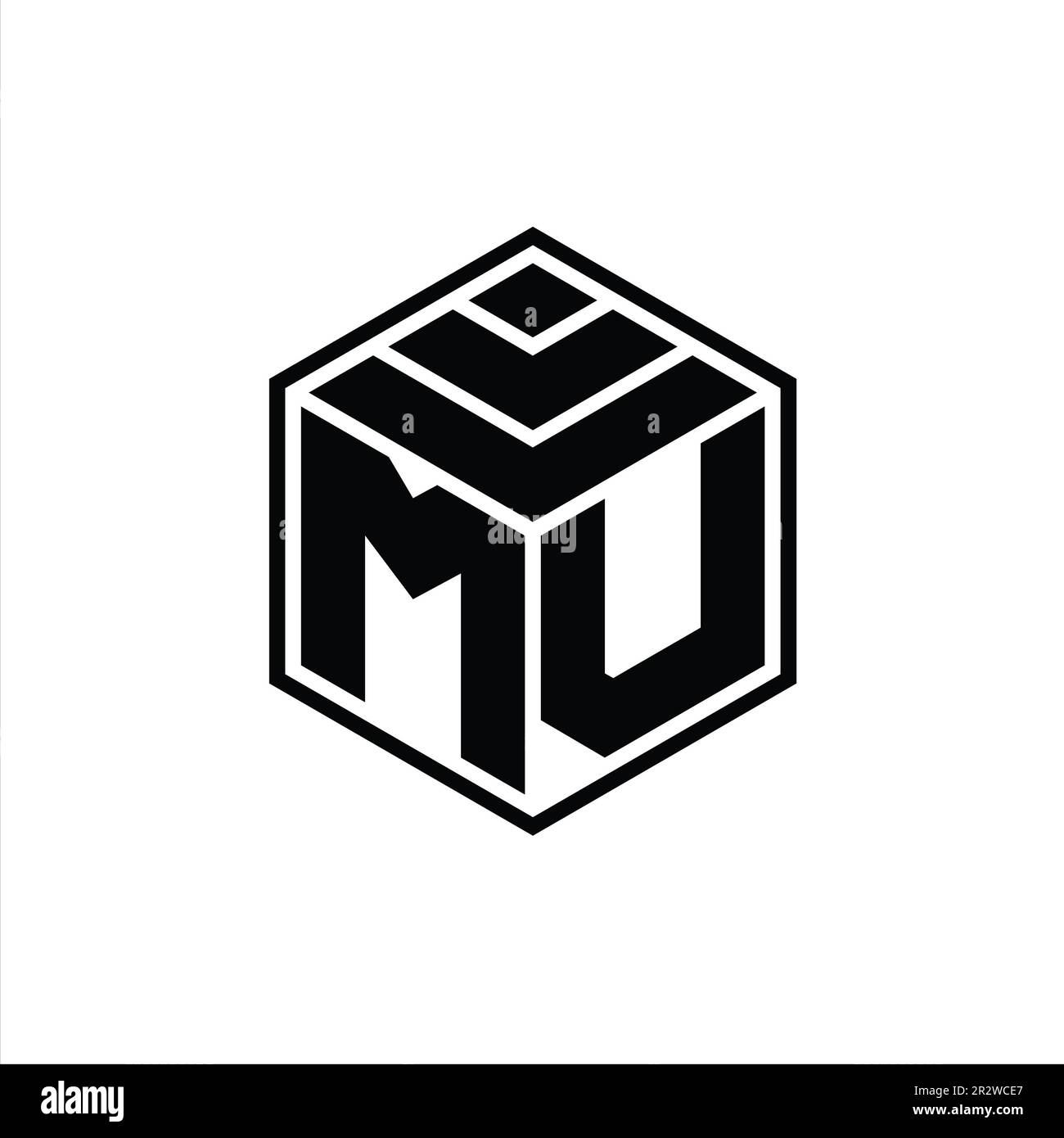MV Logo monogram with hexagon geometric shape isolated outline design ...