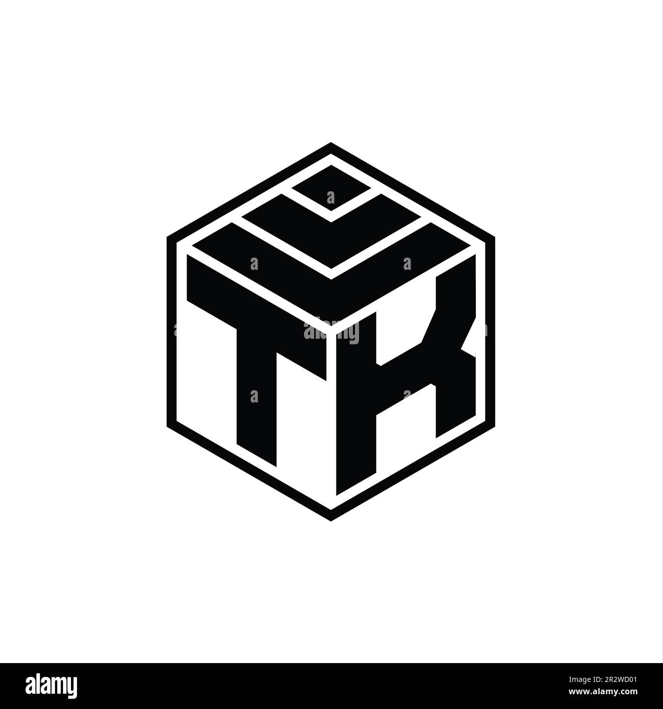 TK Logo monogram with hexagon geometric shape isolated outline design ...