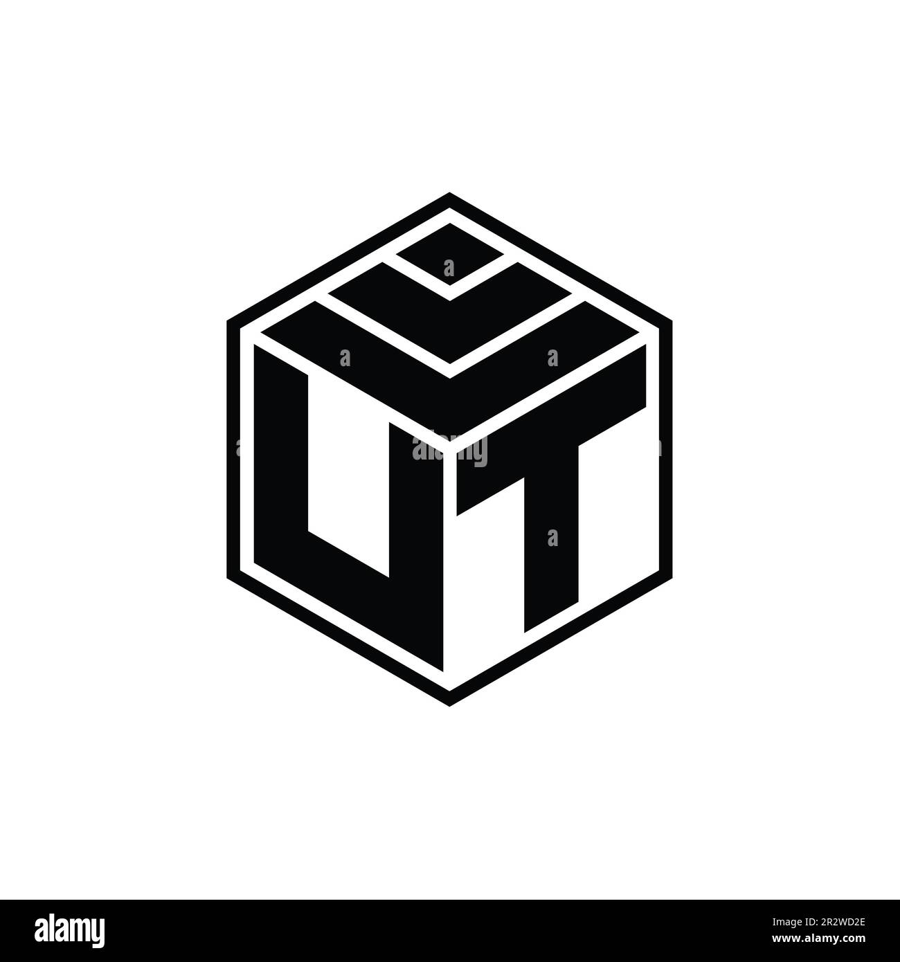 UT Logo monogram with hexagon geometric shape isolated outline design ...