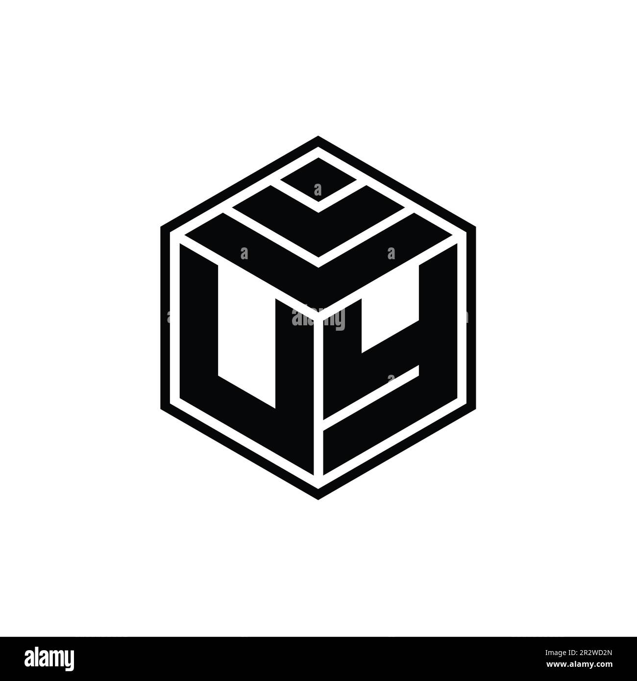 UY Logo monogram with hexagon geometric shape isolated outline design ...