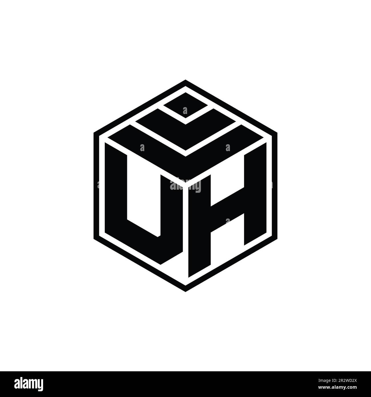 VH Logo monogram with hexagon geometric shape isolated outline design ...