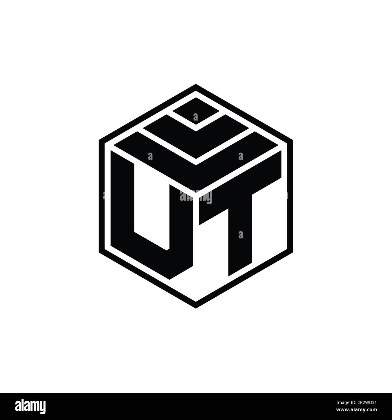 VT Logo monogram with hexagon geometric shape isolated outline design ...