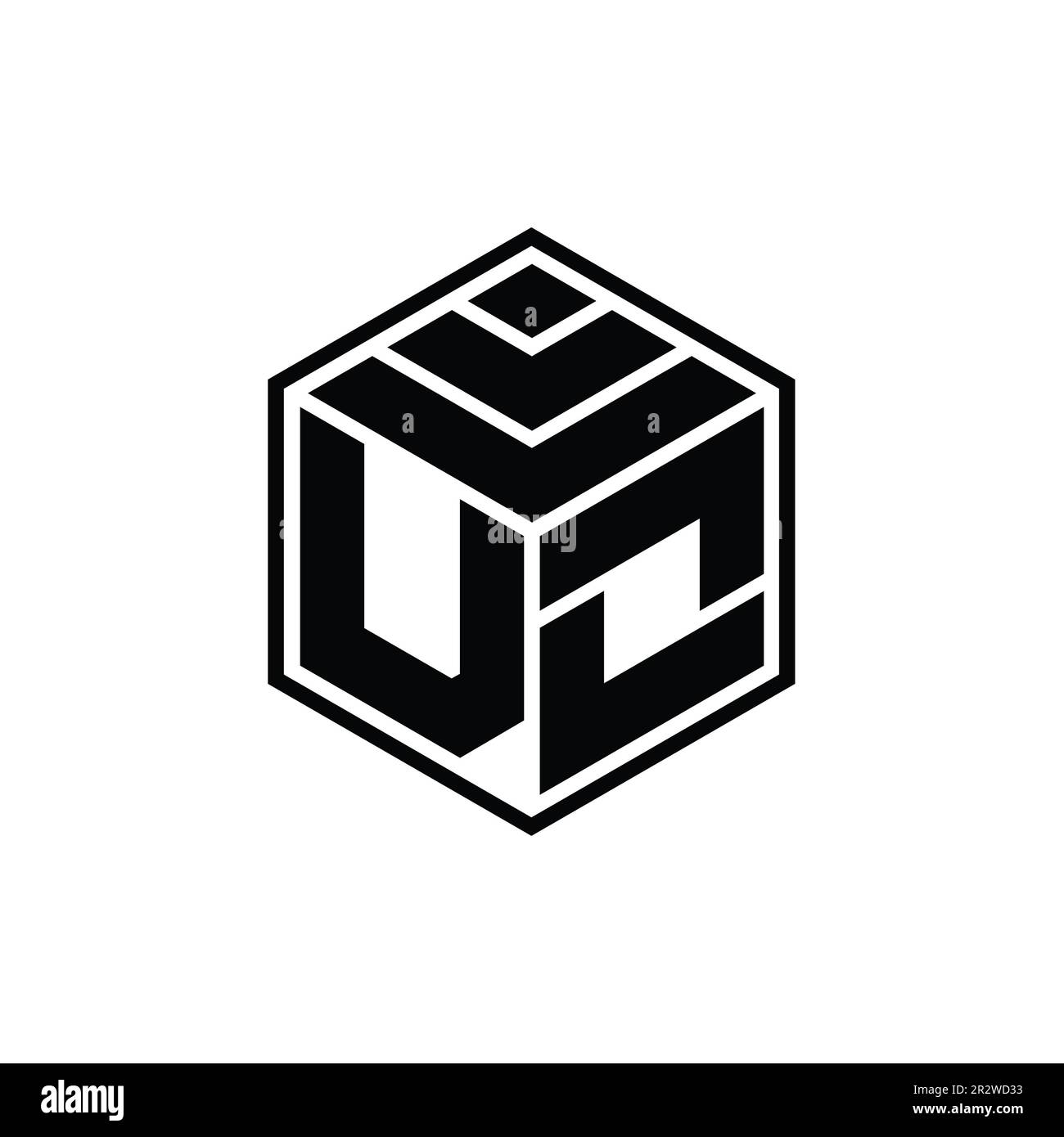 VO Logo monogram with hexagon geometric shape isolated outline design ...