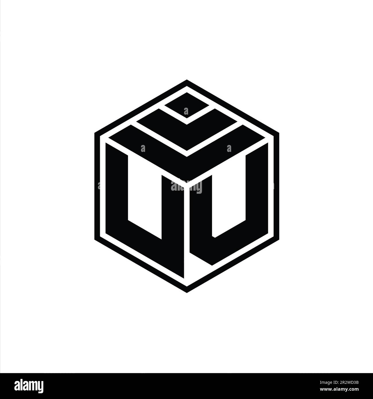 UV Logo monogram with hexagon geometric shape isolated outline design ...
