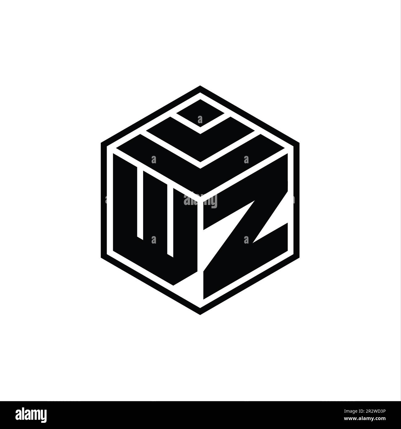 WZ Logo monogram with hexagon geometric shape isolated outline design ...