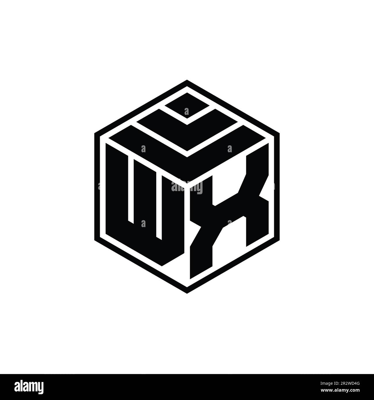 WX Logo monogram with hexagon geometric shape isolated outline design ...