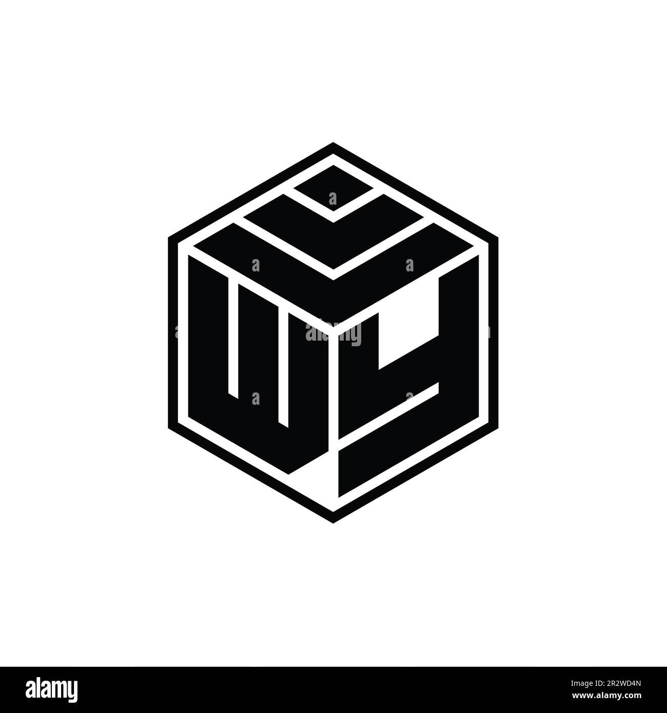 WY Logo monogram with hexagon geometric shape isolated outline design ...