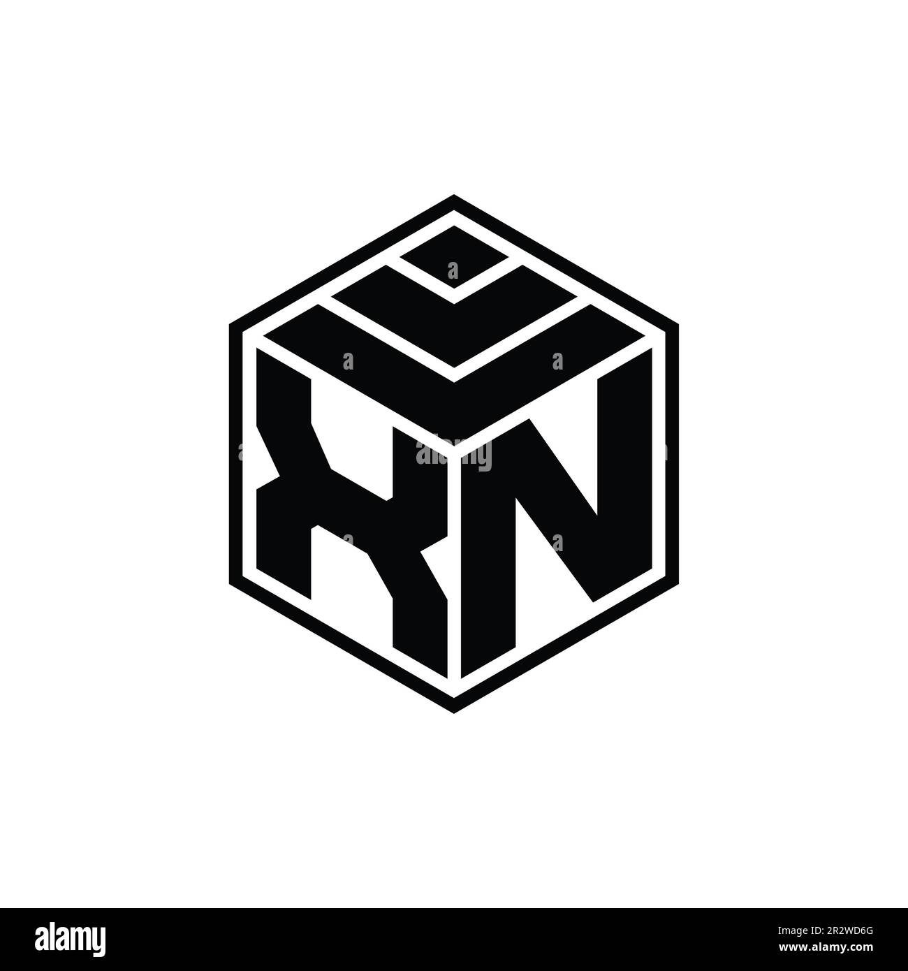 XN Logo monogram with hexagon geometric shape isolated outline design ...