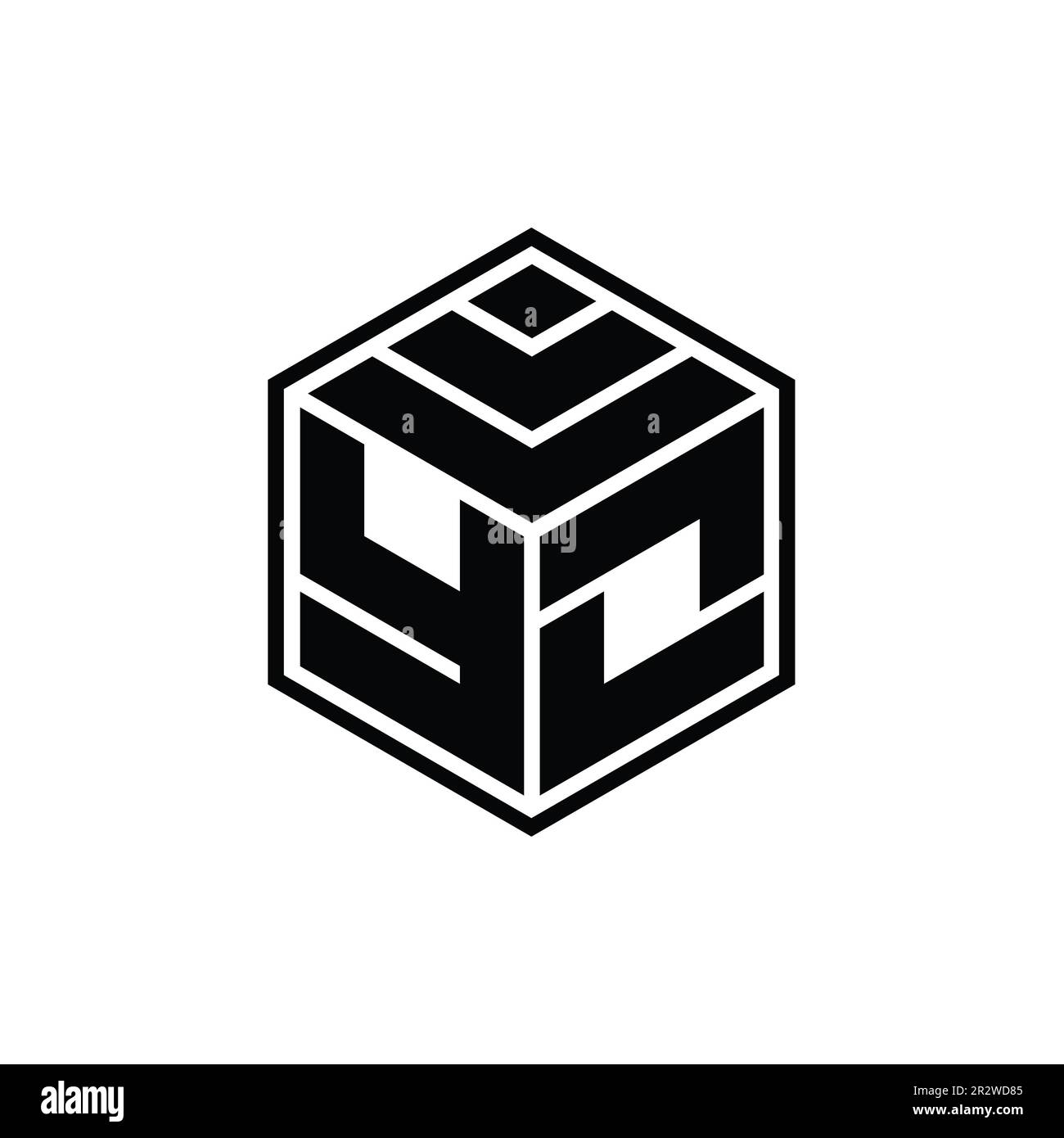 YO Logo monogram with hexagon geometric shape isolated outline design ...