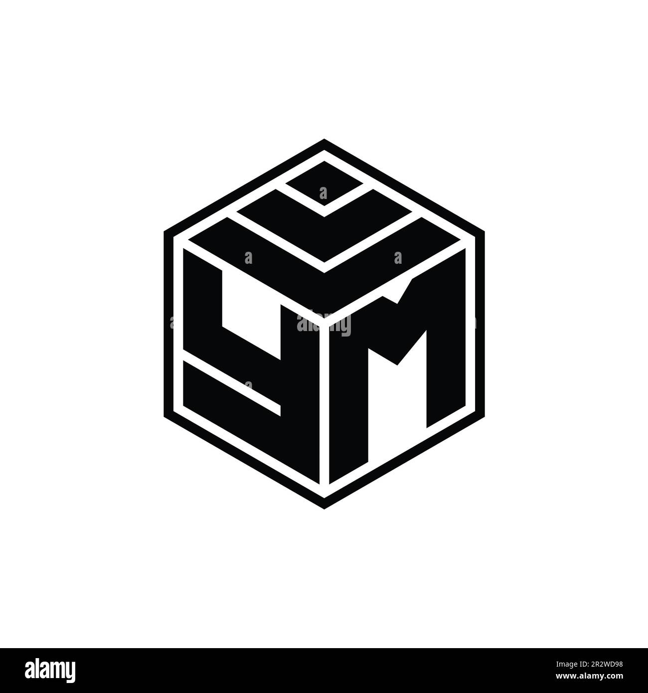 YM Logo monogram with hexagon geometric shape isolated outline design ...